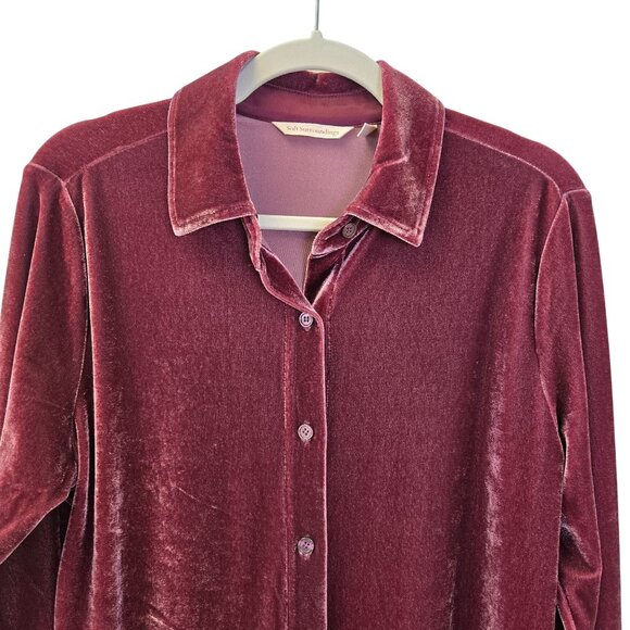 Soft Surroundings Crushed Velvet Button Down Shirt Size Small - Picture 5 of 6